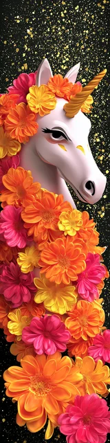 Free unique bookmark featuring a unicorn surrounded by lots of flowers